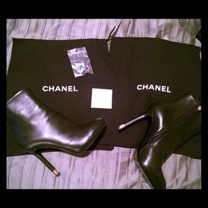 Chanel lambskin short boot.