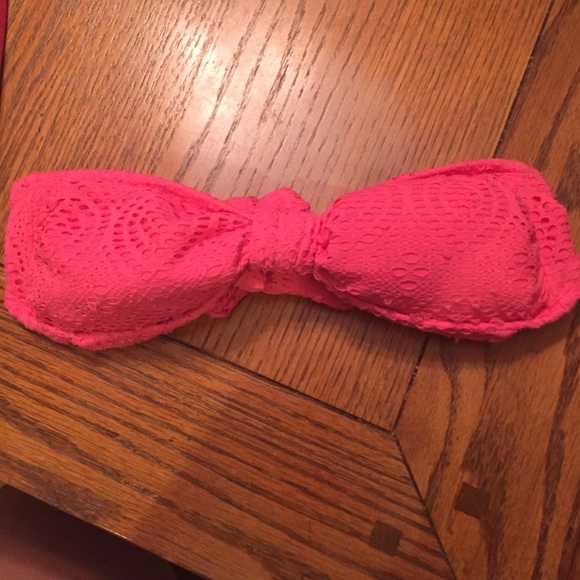 Pink Lacy Strapless Bikini Top