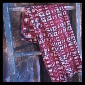 Skinny Red-Black Plaid Trousers Sz10 Reg