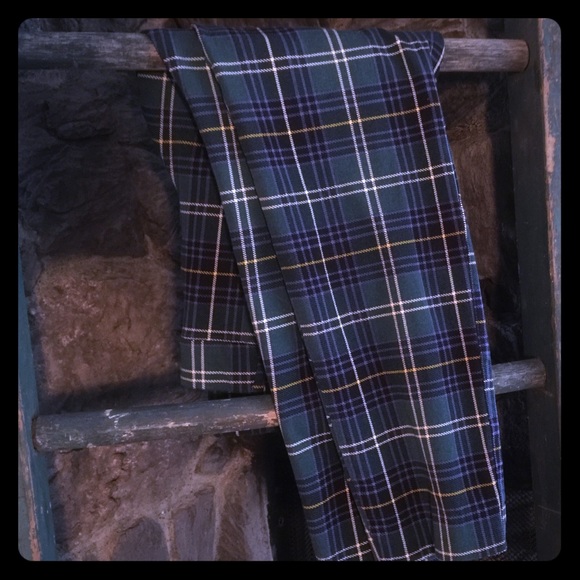 Blue & Green Skinny Plaid Pants Sz10 Reg