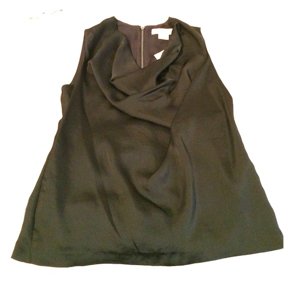 NEW - Michael Kors black top with waterfall neck