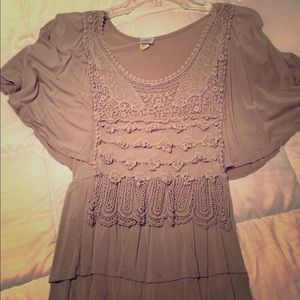 Boho style tan dress shirt