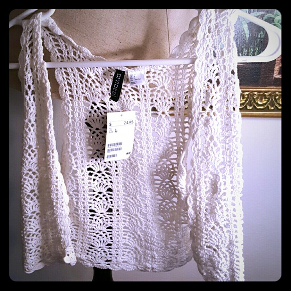 H&m White lace vest