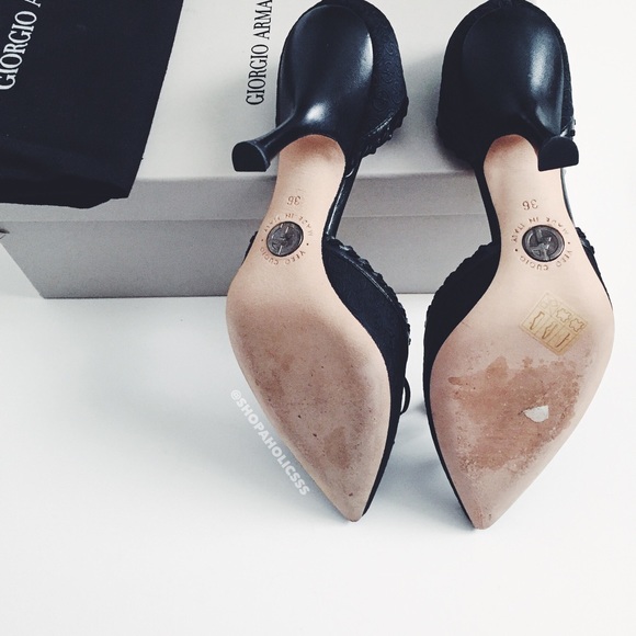 🎉 GIORGIO ARMANI Bow Monogram D'orsay Pumps - Picture 4 of 4