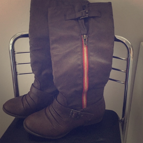 Faux Leather Chocolate Brown Boots