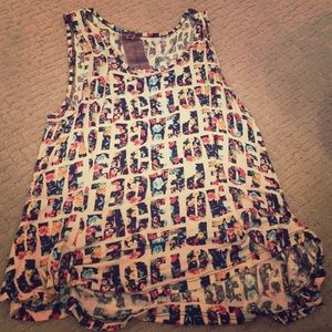 Word embellished tank top