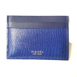 NWT Vianel cobalt blue lizard skin card holder