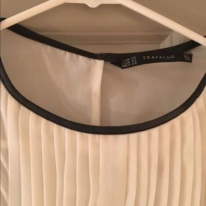 White Zara blouse w/ faux leather piping