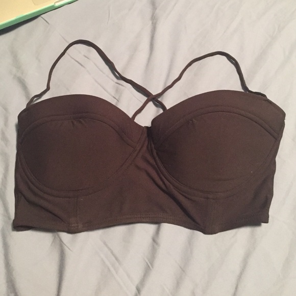 Black laced back bikini top