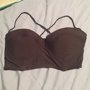 Black laced back bikini top