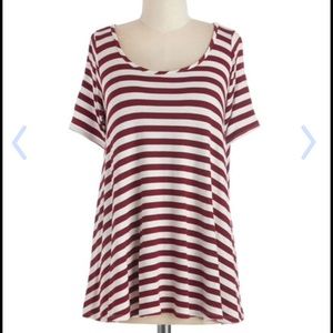 Flowy red and white striped top.