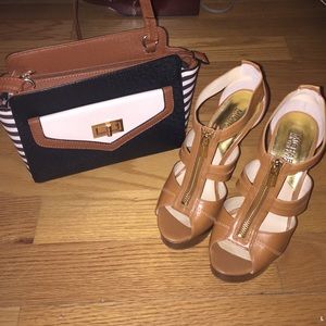 MK Berkley Platform Luggage Leather Heels