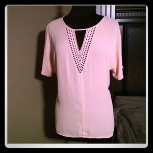 Blush with black beads top