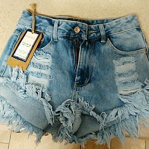 Distressed high waisted shorts