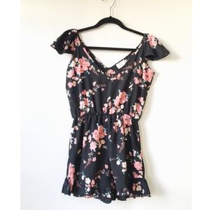 Pins and Needles Black Floral Romper