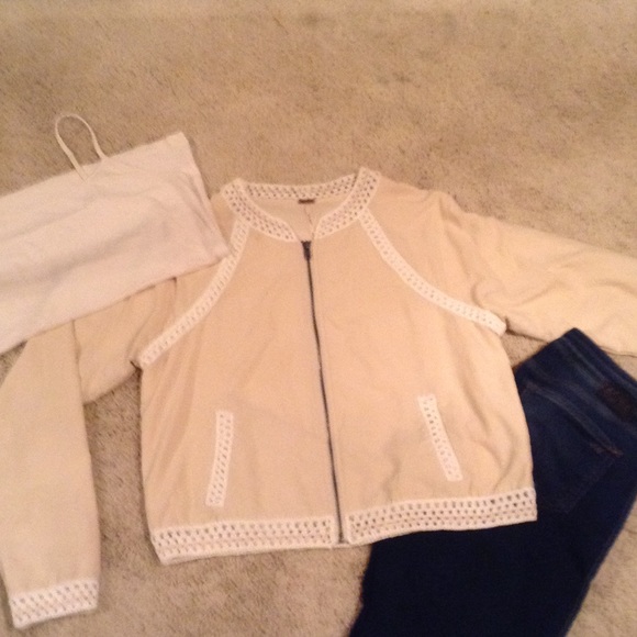 ‼️REDUCED‼️Free People Crochet Bomber jacket.