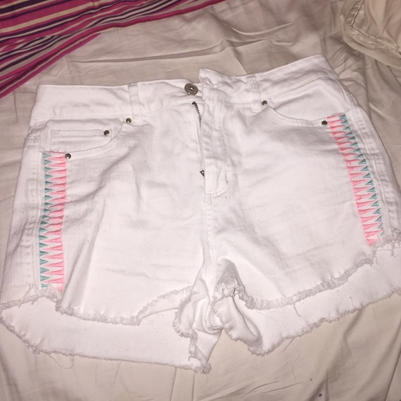White High Waisted Jean Shorts