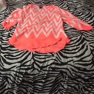 100% polyester neon orange chevron shirt