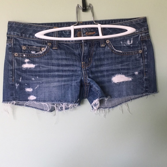 American Eagle Dark Blue Distressed Shorts