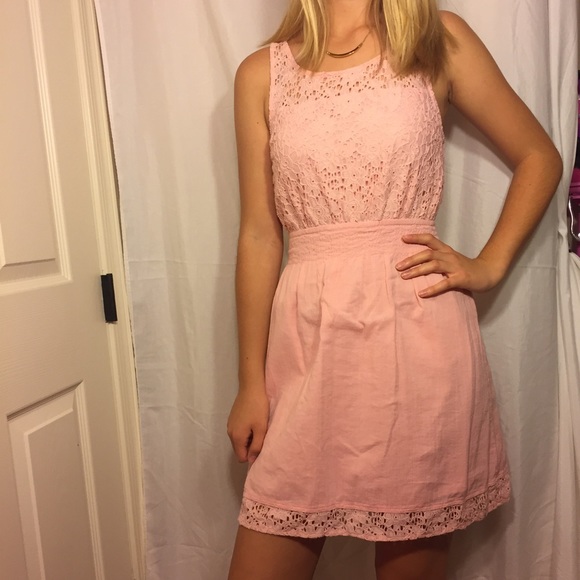 Place pink lace dress