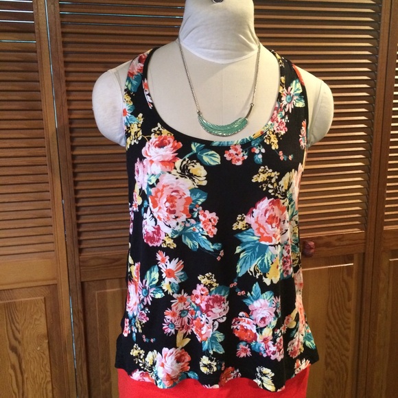 Lace and Floral Racerback Tank - Picture 2 of 3