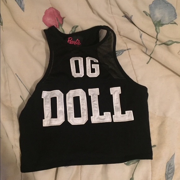 Black graphic crop top