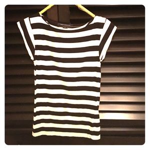 French Connection black & white striped top