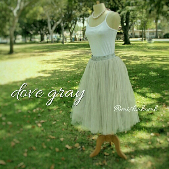 Sz SMALL❤DOVE GRAY Tulle Ballerina Skirt - Picture 3 of 4