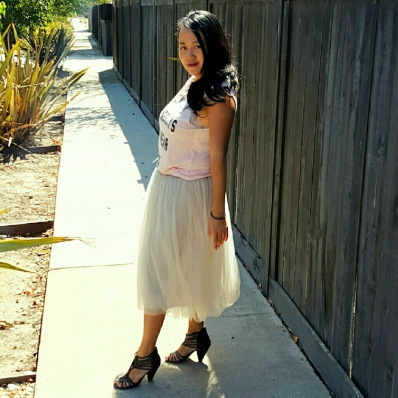 Sz SMALL❤DOVE GRAY Tulle Ballerina Skirt - Picture 2 of 4