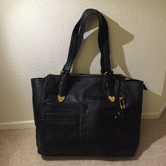 Black Perlina Handbag with Gold Hardware