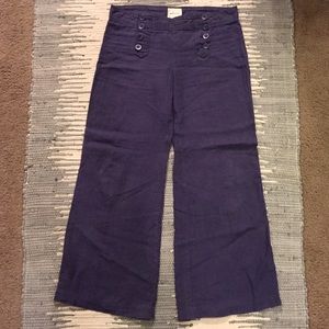Anthropologie Wide Leg Linen Sailor Pant