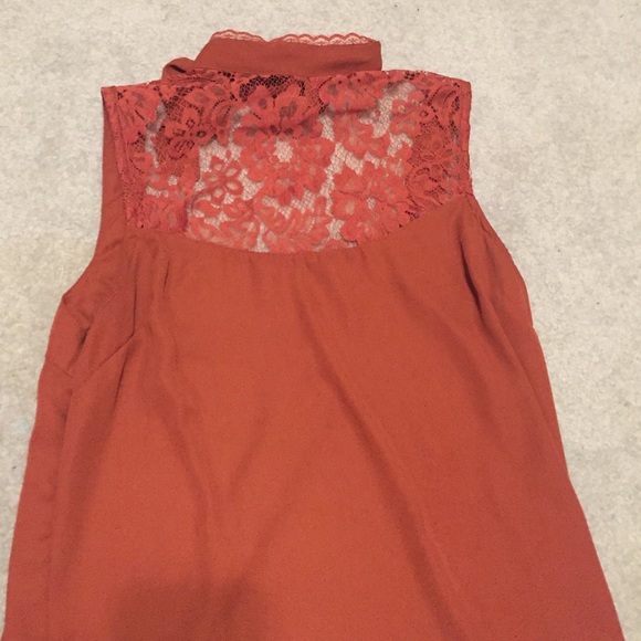 SALE!! Red mock neck lace top