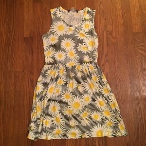 Daisy patterned and striped 90s inspired sundress