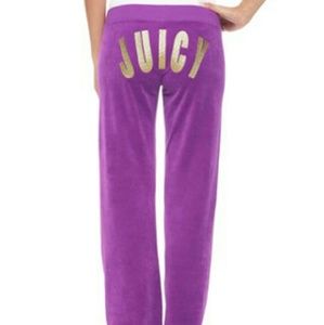 NWT L Juicy Couture Velour Logo Pants Purple