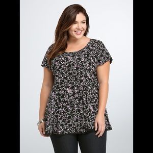 Floral Challis Tunic Top