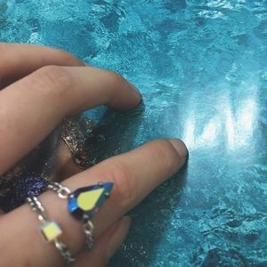 Handmade Swarovski blue crystal chain ring