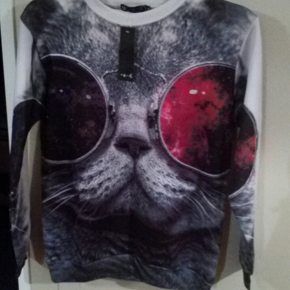NWT 3D Galaxy Kitty Scuba Knit Sweatshirt XL