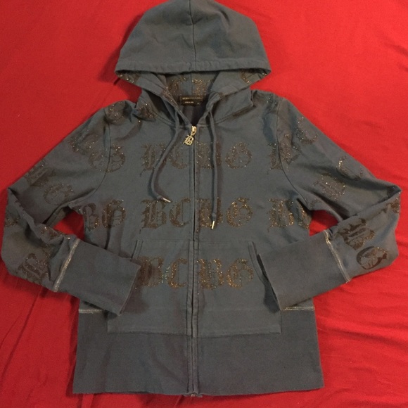 Bcbg gorgeous blue and black glitter hoodie