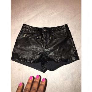 Black pleather shorts
