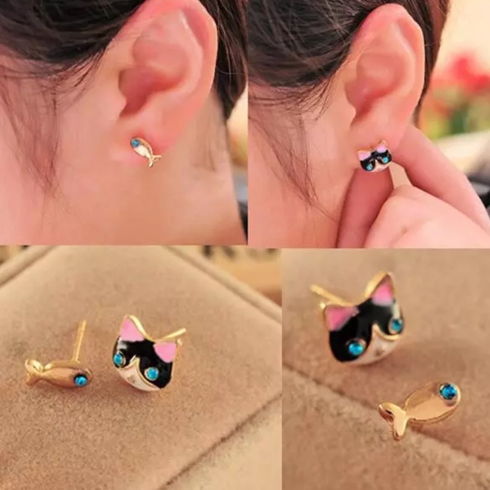 Cat & Fish Earrings - Picture 5 of 8