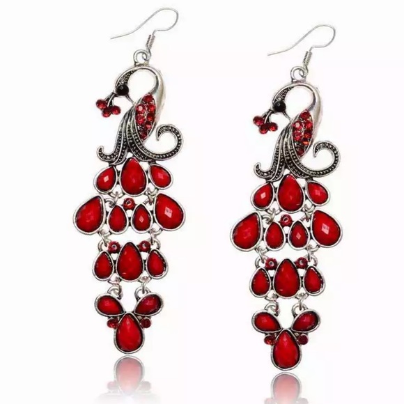 Jewelry - 💠30% off of 3💠  Red Peacock  Drop  Earrings