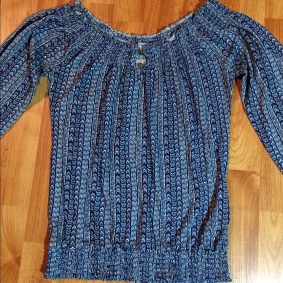 Fun Boho chic blue and white top