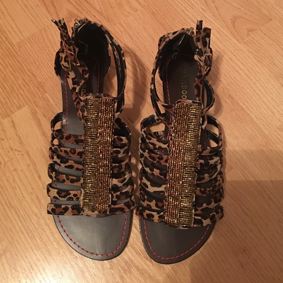 Leopard gladiator sandals
