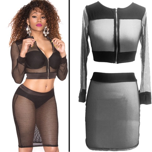 Sexy 2 piece mesh dress