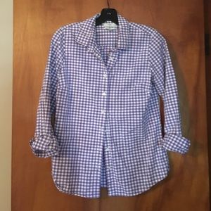 J.Crew perfect fit gingham button down shirt.