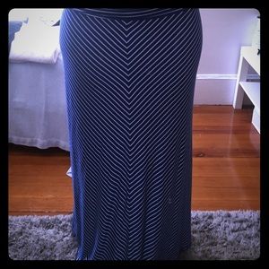 V Striped Maxi Skirt