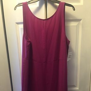 Fuschia shift dress with v back