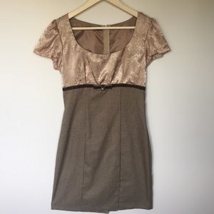 Gold brocade & houndstooth pencil dress