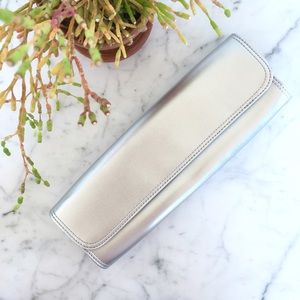 NWT Silver Statement Metallic Clutch Purse