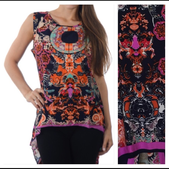 Super Sexy Split-Back Hi Low Tank Top M - Picture 2 of 4